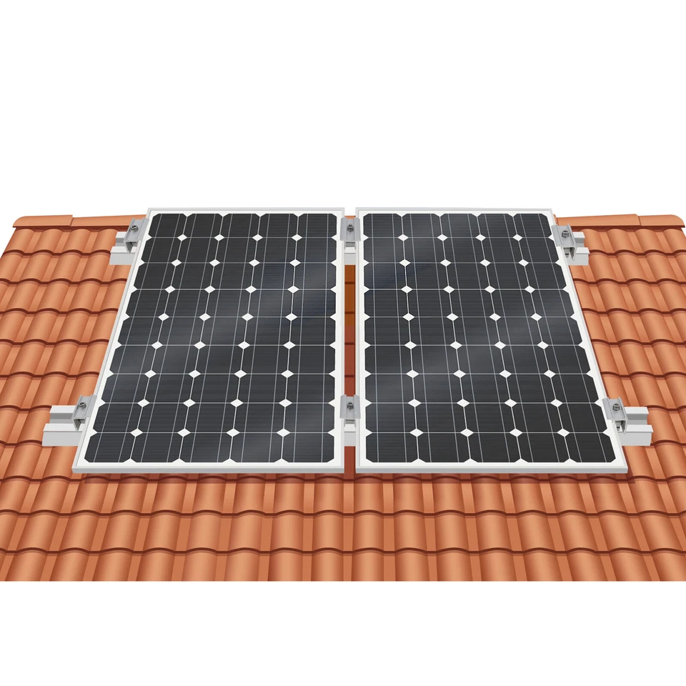 Montageset Ziegeldach für 2x PV Modul Solarmodul Befestigung Montageschiene - Bild 3 von 4
