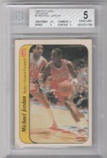 1986-87 Fleer Sticker #8 Michael Jordan Chicago Bulls RC BGS 5 EX Authenticated