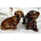 Handmade Dachshund Figurines Grindley Ware & One Unsigned Vintage Porcelain