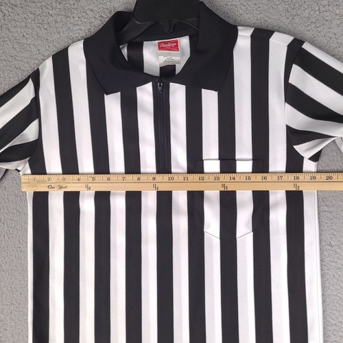 Rawlings Referee Polo Jersey Shirt Small Black White Striped Quarter Zip Sports - Picture 9 of 15