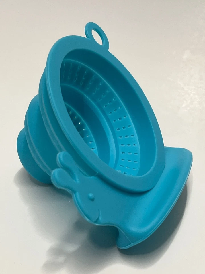 Infusor colador de té plegable portátil caracol escargot de silicona azul verde azulado Foto 4 de 4