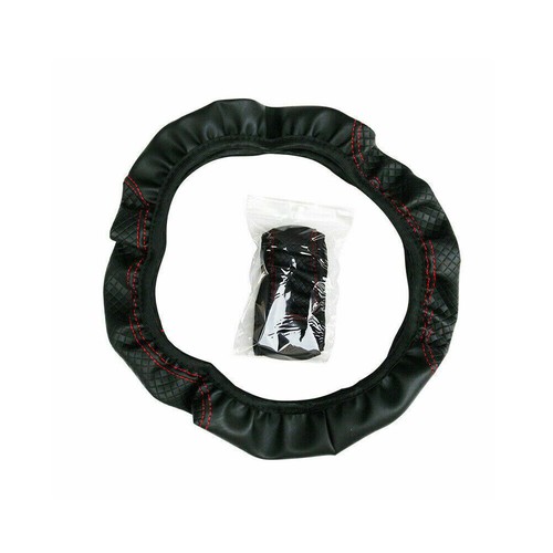 15" PU Leather Car Steering Wheel Cover Breathable Non-slip Accessory Universal - Picture 6 of 10
