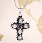 Moonstone & Garnet Gemstone 925 Sterling Silver Cross Different Type Jewelry