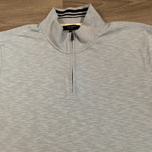 Ted Baker Pullover Herren Größe 6 hellblau 1/4 Reißverschluss Mock Ausschnitt Baumwolle Poly Mischung - Bild 3 von 9