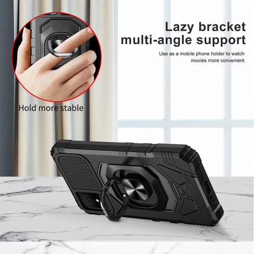 For TCL K11 Phone Case Armor Ring Magnetic Support Stand Cover +Tempered Glass - Picture 9 of 34