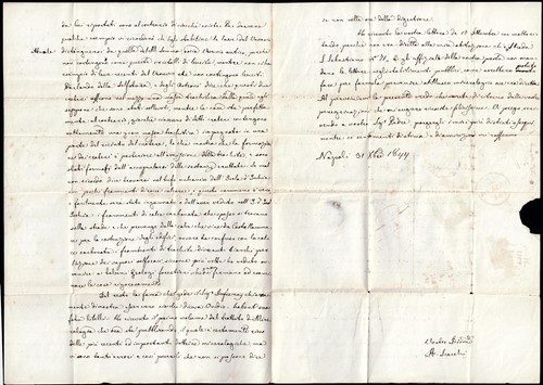 1841 1d Red Plate 50 OJ NAPLES ITALY to London Redirected Regents Park CONTENTS - Picture 5 of 5