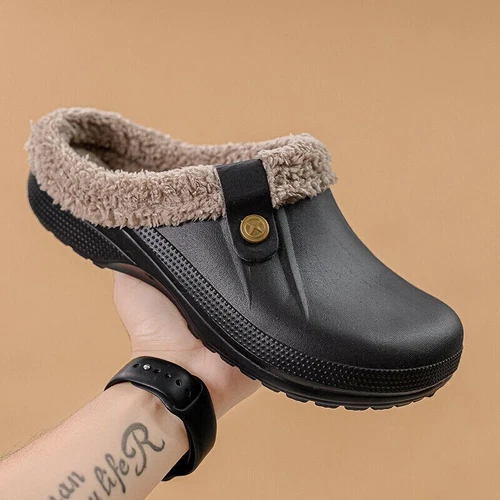 Ciabatte uomo donna classiche foderate calde pelliccia sintetica slip on coppia zoccoli taglia - Foto 18 di 25