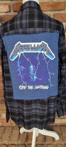 Metallica Rockband Logo auf upcyceltem Flanell. Maßgeschneidert für SIE!! - Bild 3 von 6