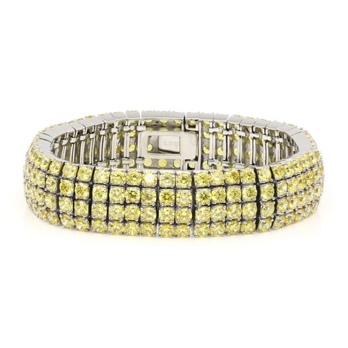 4 Row or 6 Row Bling Tennis Bracelet Chain Stainless Steel ANTI TARNISH for Men - Picture 3 of 7