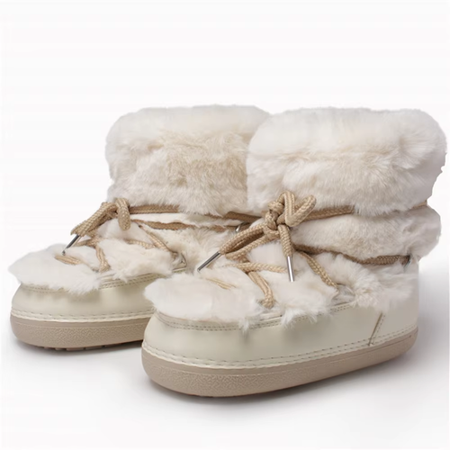 Winter Fur Boots Snow Boots Women Fluffy Fuzzy Furry Faux Fur Boots Middle Calf - Picture 9 of 22
