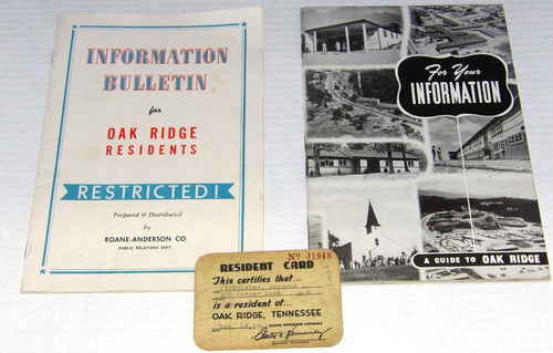 WWII 1944 Oak Ridge Resident Card Roane-Anderson RESTRICTED Information Bulletin