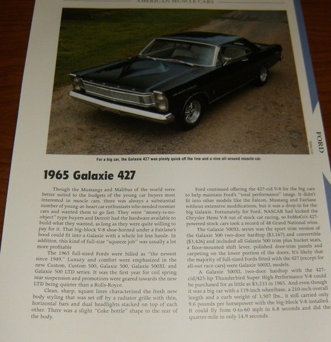 1965 FORD GALAXIE 427 SPECS INFO PHOTO 65 500 500XL XL ★★