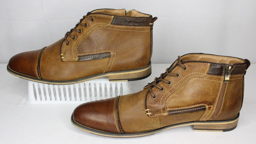 Steve Madden Kaplan Botines Para Hombres 13 Cuero Marrón Con Cordones Cremallera Puntera Chukka - Imagen 6 de 16