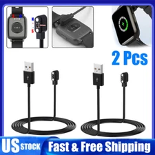 2PCS 2-Pin Universal USB Data Charging Cable Magnetic Charger For Smart Watch US