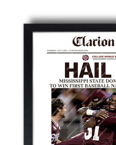 Mississippi State Bulldogs College Serie Mundial Campeón 2021 Periódico enmarcado F - Imagen 9 de 14