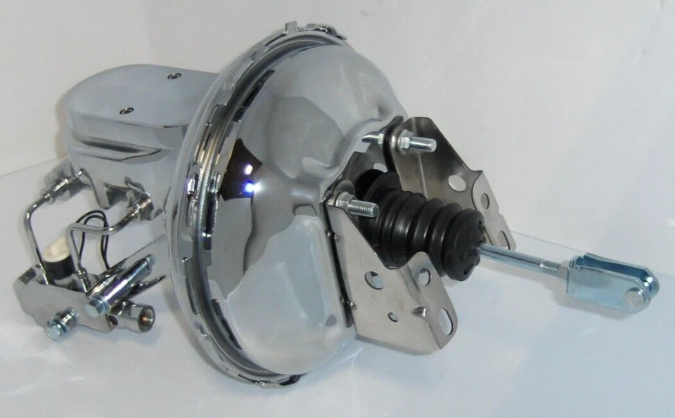 Pontiac LeMans Tempest GTO 11" Chrome Power Brake Booster Master Disc Drum Valve - Image 3 of 4