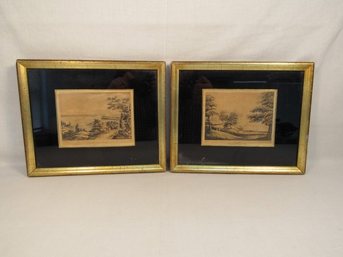 Antique Pair of Borghese Prints NEW YORK from Weehawk & Hobuck Ferry House - Picture 1 of 11