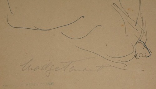 40er Jahre Hawaii Zeichnung sitzende Hawaiianerin im Kleid Madge Tennent (1889-1972)(DAT - Bild 2 von 7