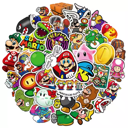Super Mario  50 Stück  Aufkleber Sticker  Stickerbomb  Laptop Notebook Auto - Bild 1 von 7