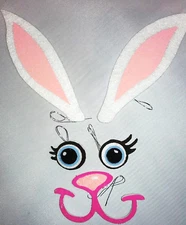 Longaberger Felt Tie on Bunny Rabbit Face 5 Piece Easter Basket New