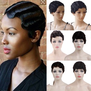 Top 100 Brazilian Remy Human Hair Full Wig Short Cut Pixie Finger