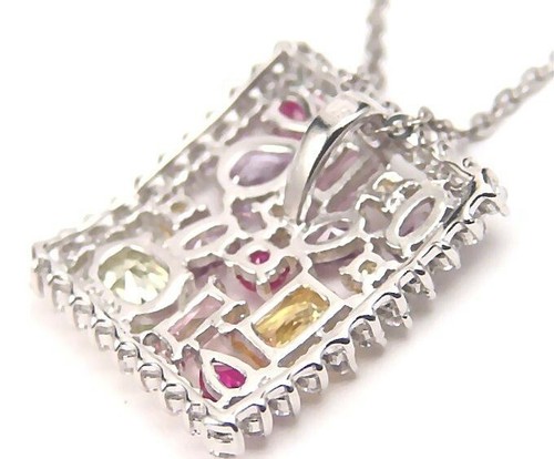 Sterling Silber Halskette Amethyst Peridot Citrin Rubin Farbe verstellbar 16 - 17" - Bild 3 von 3