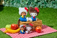 Monchhichi x Hello Kitty Collaboration Plush Toy 2types  Keychain 2types Set