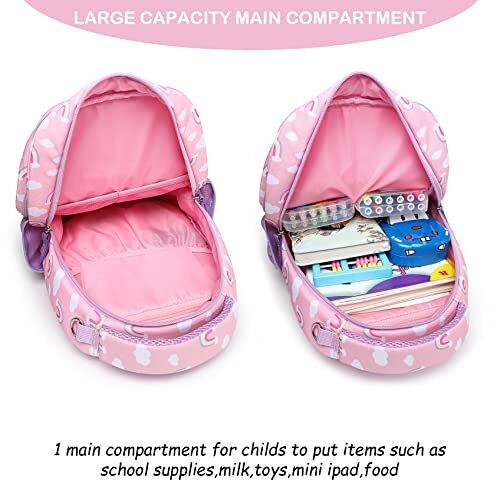 Kids Backpack for Boys & Girls, Preschool Bookbags Toddler Daycare Rainbow - Imagen 2 de 6