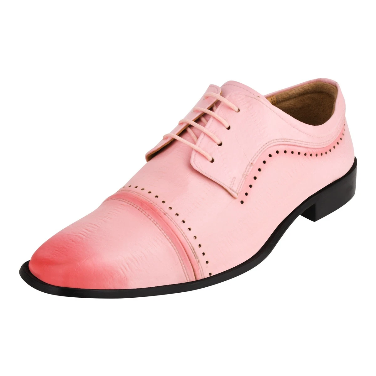 open lace back dress Blacktown Manmade Leather Tread Design Men's Oxford Dress Shoes, Pink / 9 main image 0