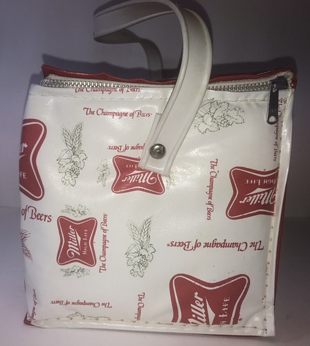 Enfriador de cerveza acolchado suave vintage Miller High Life años 70-80 casi nuevo 9,5 x 6 - Imagen 2 de 9