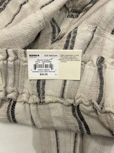SO Womens Size M Striped Linen & Rayon Wide Leg Elastic Waist Beach Pants Boho - Picture 11 of 15