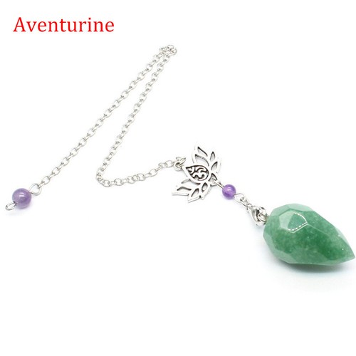 Natural Crystal Drop Faceted Gem Pendulum Lotus Pendant Divination Dowser Reiki - Picture 7 of 13