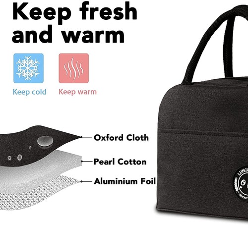 Thermal Insulated Lunch Bag Cool Bag Picnic Adult Kids Food Storage Lunch Box UK - Picture 10 of 39