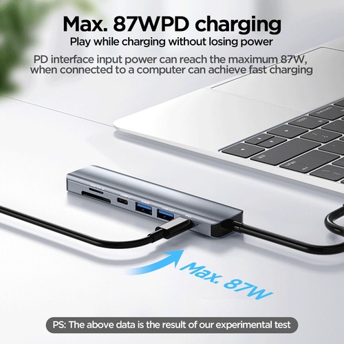 Adaptador 7 en 1 concentrador multipuerto USB-C tipo C a USB 3.0 4K HDMI PD para Macbook Pro - Imagen 9 de 14