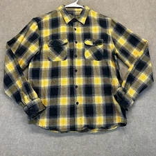 Sullen Honey Flannel Shirt Men's M Long Sleeve Yellow Black Plaid Craft Collect