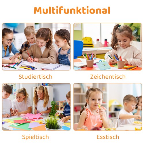 Kindertisch mit 2 Stühlen Kindersitzgruppe Höhenverstellbar 60 x 60cm Plastik - Bild 15 von 25