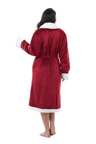 Womens Ladies Fluffy Robe Soft Fleece Luxe Plush Warm Sherpa Night Spa Bathrobe - Picture 4 of 6
