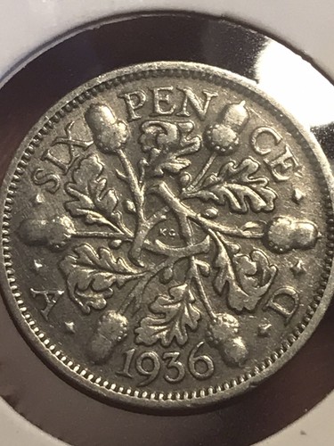 1936 Great Britain Six Pence Silver .500 Fine - Picture 3 of 6