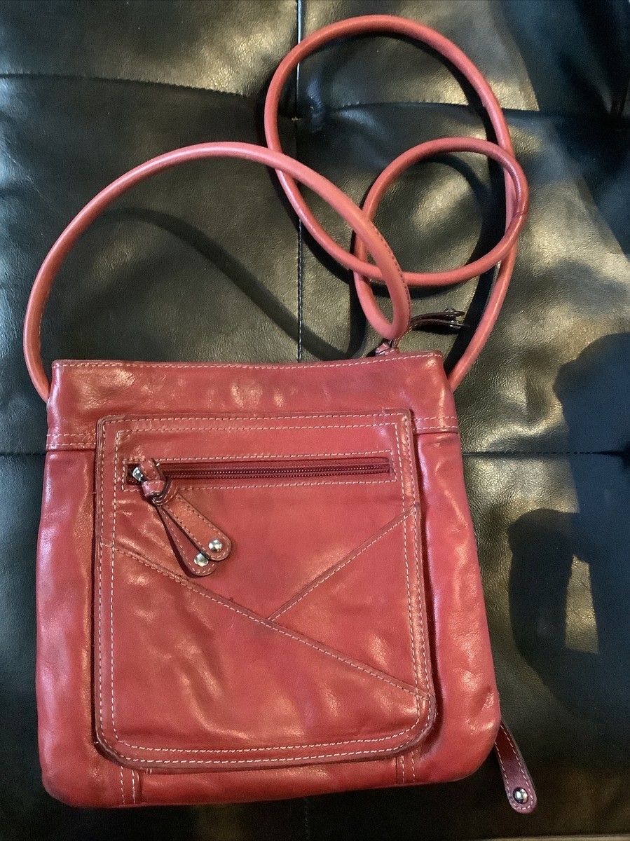 Clarks red sales leather handbag