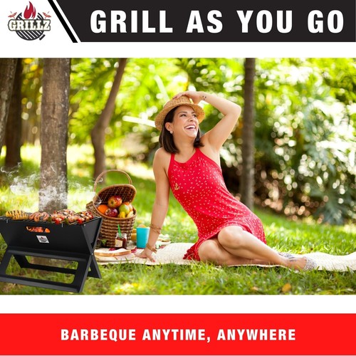 Portable BBQ Steel Grill Foldable Fire Pit Outdoor Camping Picnic Barbecue New - Picture 11 of 12