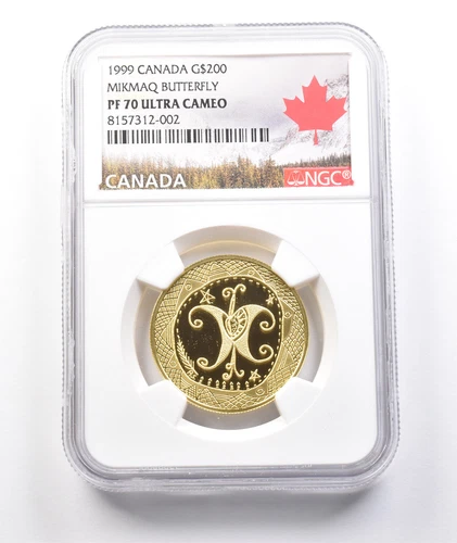 1999 Canada 200 Dollars Gold Mikmaq Butterfly PF70 UCAM NGC *3754