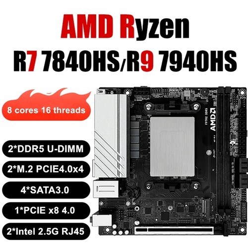 N17 AMD Ryzen 9 7940HS NAS Motherboard R7 7840HS 2x2.5G LAN 17x17 Gaming ITX - Picture 2 of 20