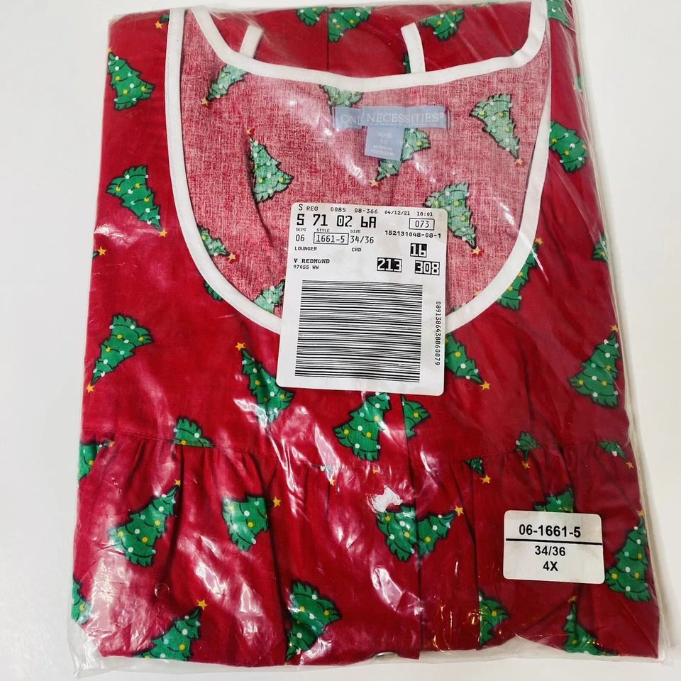 Tumbona delantera a presión roja talla grande Only Necessities talla 4X 34/36 árboles de Navidad Foto 2 de 4