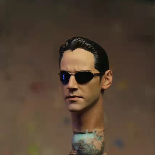 The Matrix Neo Thomas A. Anderson 1/12 Head Carving Painted Figure Accessory - Picture 2 of 2