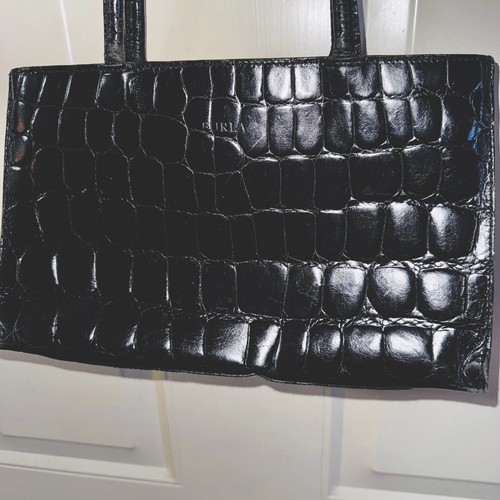 Furla Light Reddish Brown Croc Embossed Leather Satchel Shoulder / Handbag - Picture 3 of 16