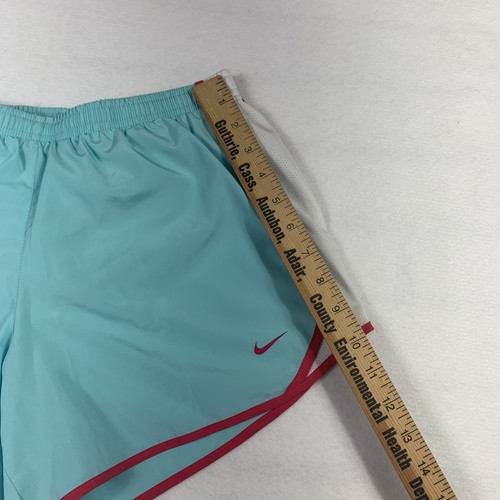 Nike Girls Dry Tempo Running Shorts size XL lined seafoam green pink trim 26x4.5 - Picture 3 of 10