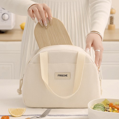 Cute Floral Corduroy Lunch Bag Thermal Insulation Bento Box Lunch Bag Handba _xi