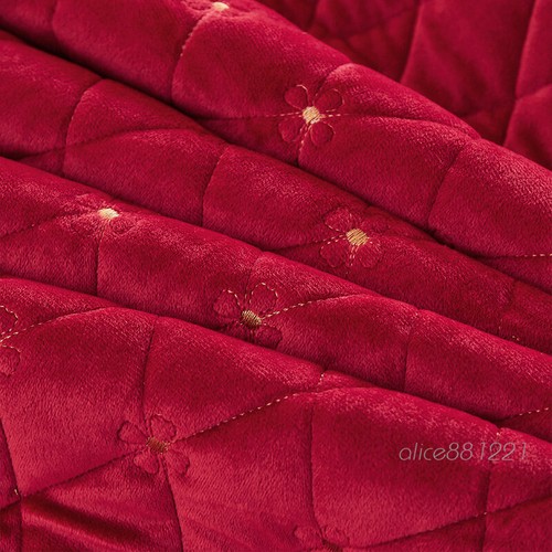 Embroidered Thick Crystal Velvet Bedspread Set Quilted Queen King Size Coverlets - Picture 6 of 68