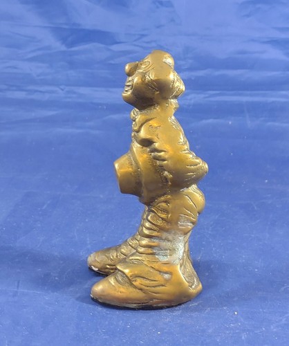 Vintage Brass Circus Clown 5" Figure, Holding Hat, Smiling READ - Picture 5 of 8