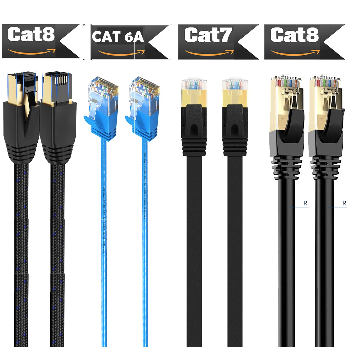 CAT 8 Cat 7 Ethernet Cable SSTP Shielded Network Cable Category 8 RJ45  26AWG Lot